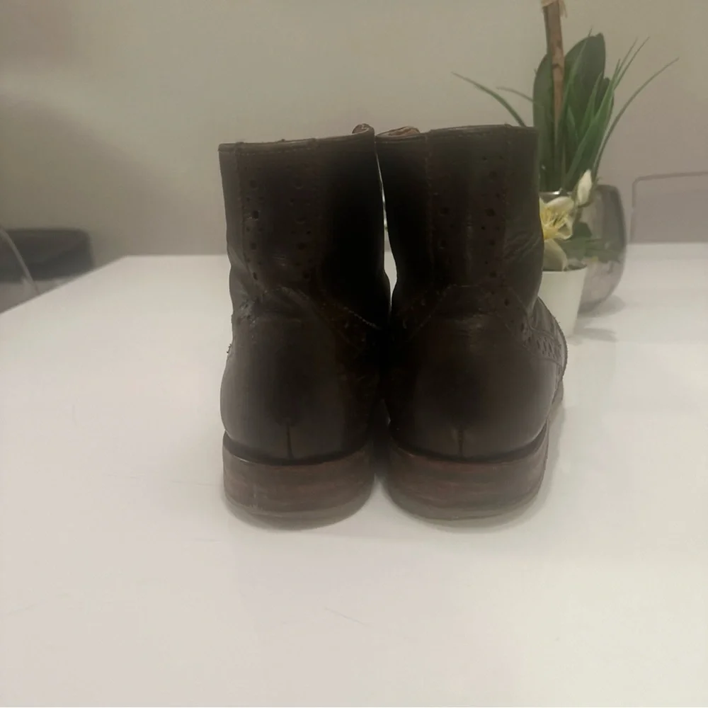 J.D. Fisk Leather Boots Distressed‎ Black Brown Ankle Boots Men's  8 Zip